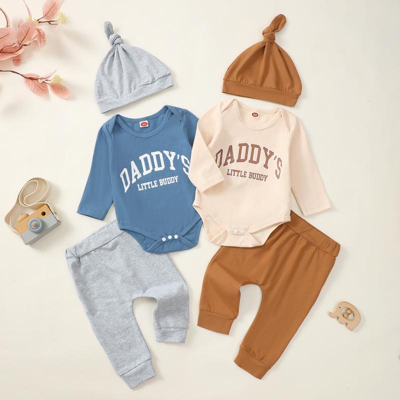 子供用セットアップ ベビー服 長袖トップス 長ズボン 帽子付き 3点セット コットン かわいい 普段着 部屋着 ブルー系 ベージュ系 60cm 70cm 80cm 90cm(x5)