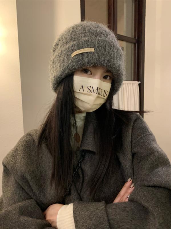 ニット帽 レディース メンズ 羊毛混紡 暖か 防寒 耳あて 帽子 グレー ブラック ベージュ 水色 秋冬(x2)