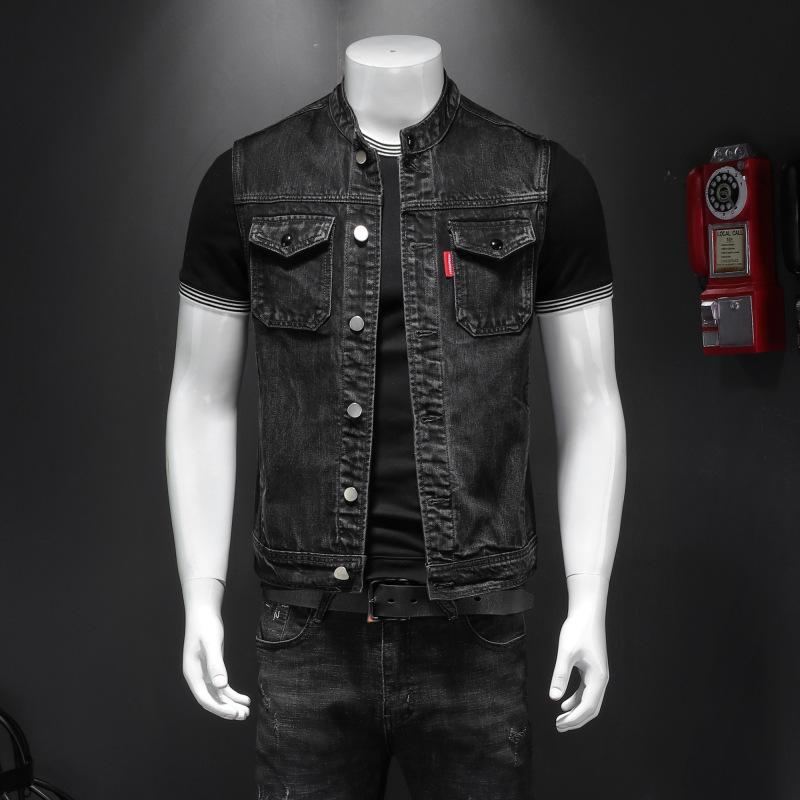 ベスト 男性用 ハーレー ダビッドソン バイク チーム 服 ブラック デニム 大きいサイズ コットン 春秋 多ポケット 普段使い カジュアル アメカジ 南米
