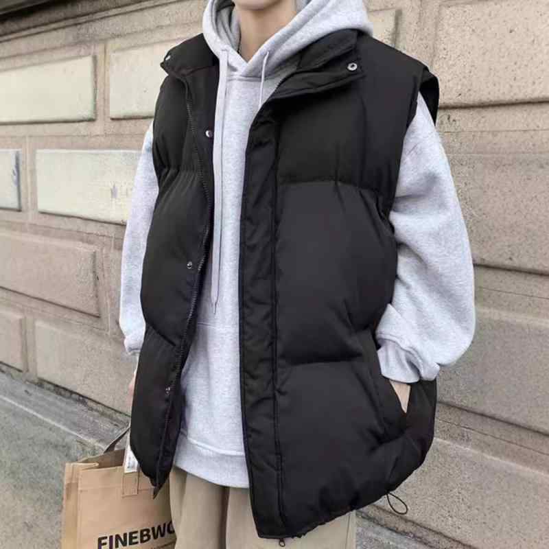ベスト メンズ 秋冬 大学生 ストリート アメカジ ゆったり 大きいサイズ 襟付き あったか 防寒 チョッキ 黒 白