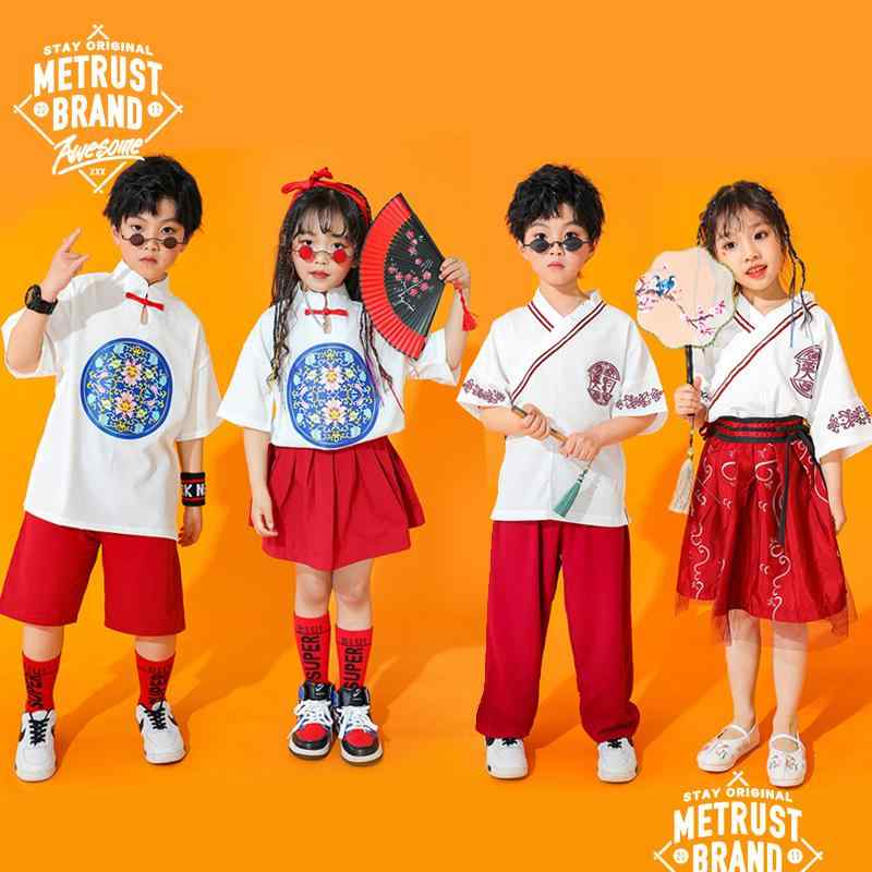 子供用チャイナドレス 合唱衣装 セットアップ 小学生 幼稚園児 女の子 漢服 男の子 中国風 綿 夏 発表会 舞台衣装
