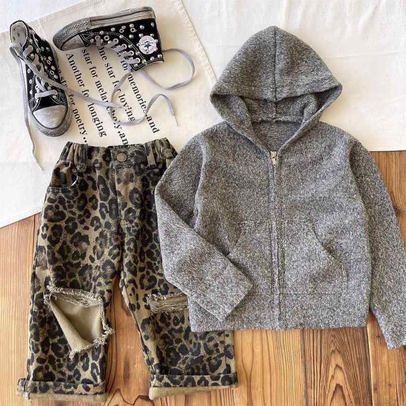 子供服 ニット帽 カーディガン ジャケット 春秋冬 男女兼用 3歳 8歳 100cm 110cm 120cm 130cm 140cm 150cm グレー Vネック 長袖 ラグランスリーブ ジップアップ 日系 かわいい 普段使い(x2)