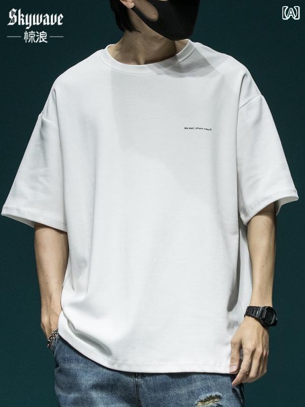 アメリカ 300 g ヘビー ソリッドカラー 半袖 Tシャツ メンズ ゆったり 大きいサイズ ボトムス 日本製 万能 長袖 トップス