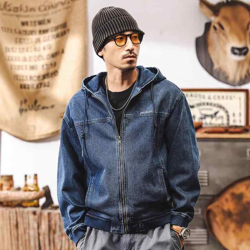 上衣 成人男性用 ジーンズ上衣 裏起毛 ウォッシュ製作 ボンネット付き添い人 上衣 Gジャン アウター 綿織物 ゆったり 細工物表現スタイル 心地好い 秋冬