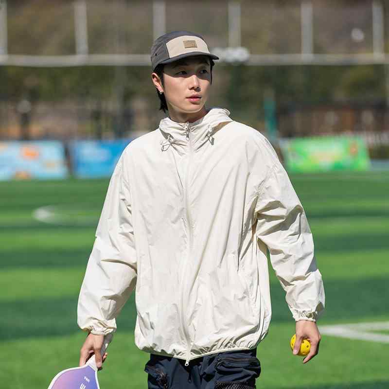 マウンテンパーカー メンズ 薄手 接触冷感 UVカット フード付き ジャケット 撥水 速乾 スポーツ アウトドアウェア コバルト月蘭 炭グレー ミスト杏 雲グレー