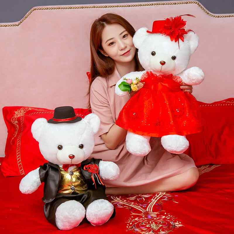 ぬいぐるみ テディベア ウェディングベア 結婚祝い ペア ぬいぐるみ人形 ウェルカムドール ウェディングドール 結婚式 受付 飾り付け 60cm 80cm(x2)｜LINEAR shop