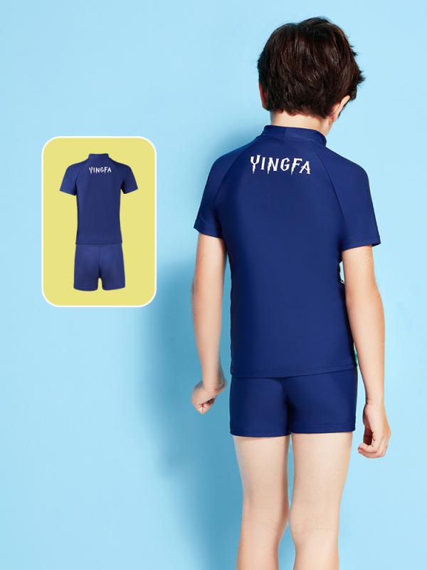 水着 キッズ 男の子用 セパレート水着 半袖トップス ショートパンツ スイムウェア UVカット 日焼け防止 競泳 海水浴 練習用 ブルー(x2)|LINEAR shop