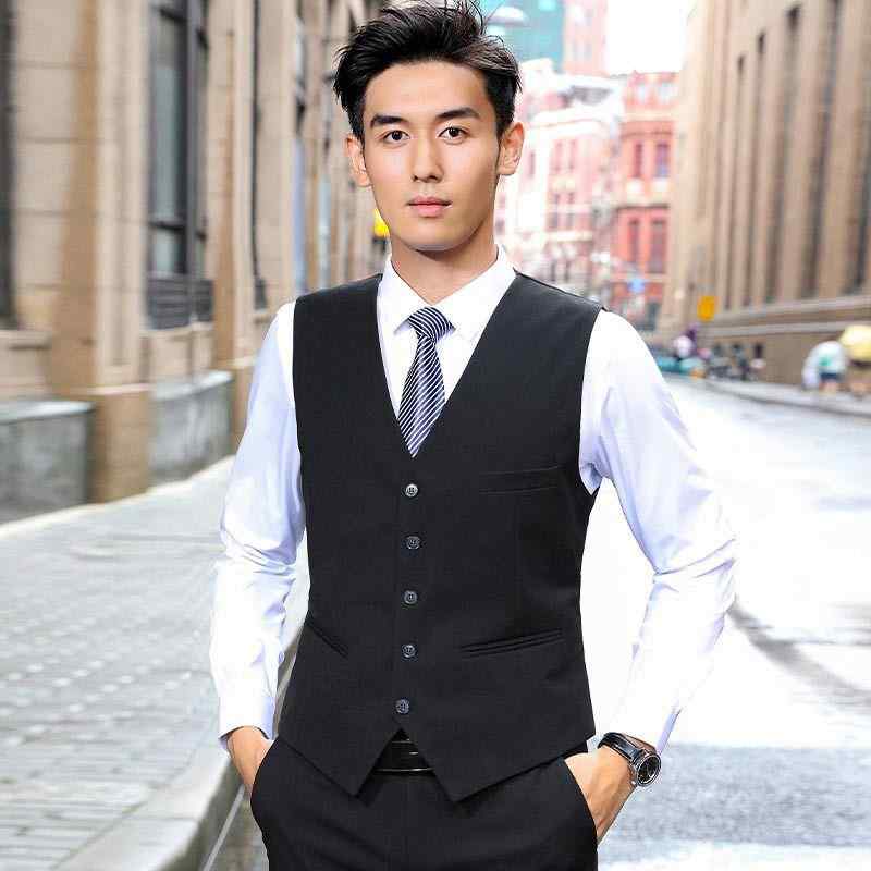 ベスト 男性用 スリムフィット スーツ ベスト チョッキ 紳士服 ビジネス フォーマル カジュアル ポリエステル 無地 ネイビー ブラック グレー 春夏秋冬(x2)