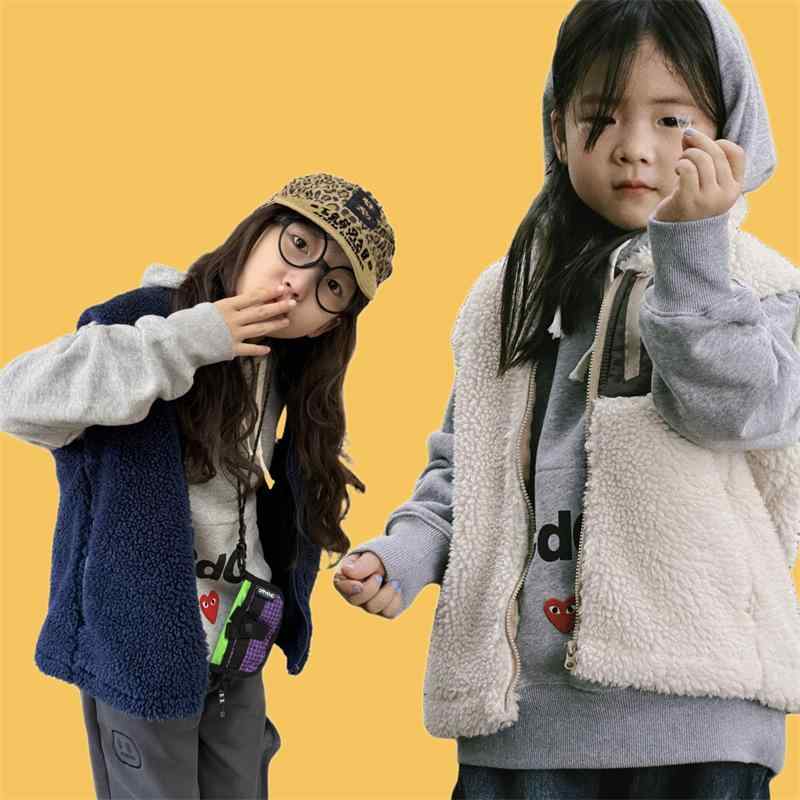 子供用ベスト 秋冬 男女兼用 子供服 ボア フリース ベスト チョッキ 開き ソフト 厚手 防寒 あったか 普段着 アウトドア 杏色 紺色(x3)