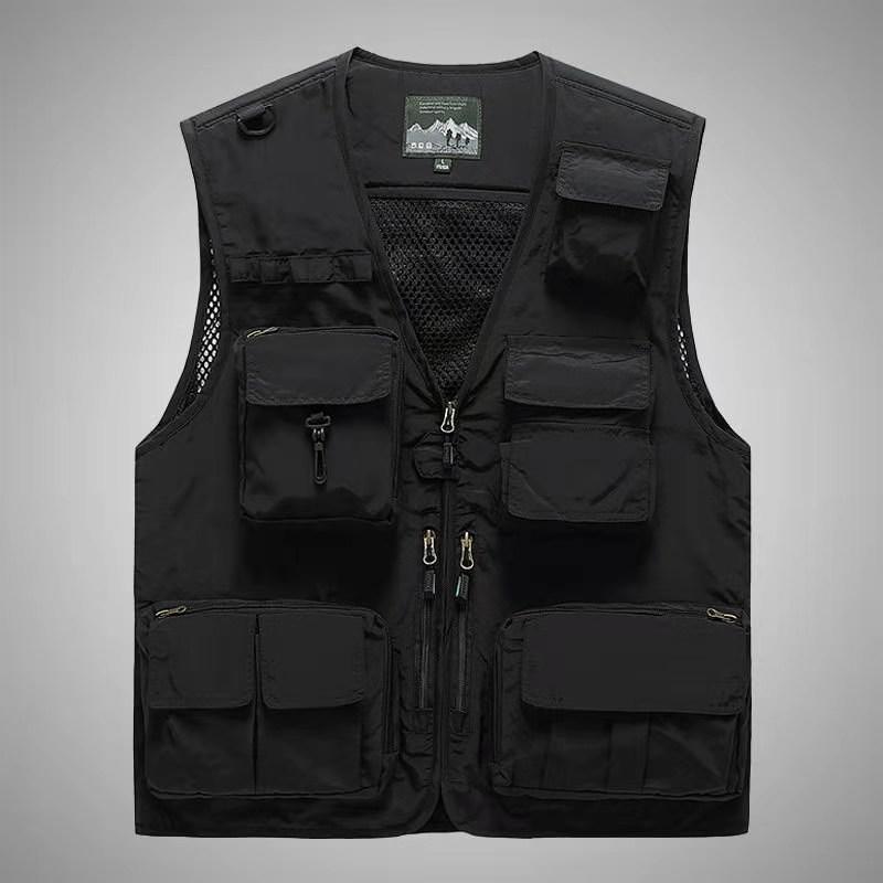 メンズ 作業服 ベスト 多機能 ワークウェア アウトドア 釣り ポケット付き ポリエステル 無地 ブラック レッド オレンジ ネイビー カーキ M L XL 2XL 3XL 4XL(x3)|LINEAR shop