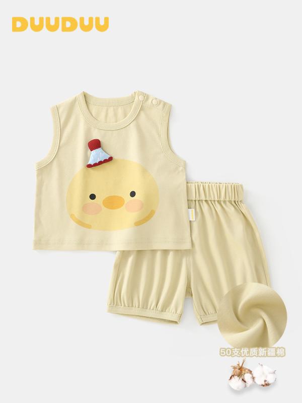 子供服 ベビー キッズ 男の子 タンクトップ ショートパンツ 上下セット 薄手 コットン 幼児 普段着 かわいい イエロー 73cm 80cm 90cm 100cm 110cm 120cm