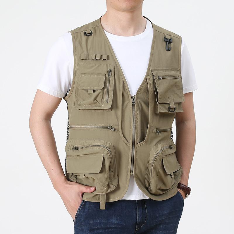 ベスト メンズ 男性用 フィッシング 釣り 網目 メッシュ 多ポケット 薄手 アウトドア レジャー 登山 撮影 ワーク ミリタリー カーキ ネイビー