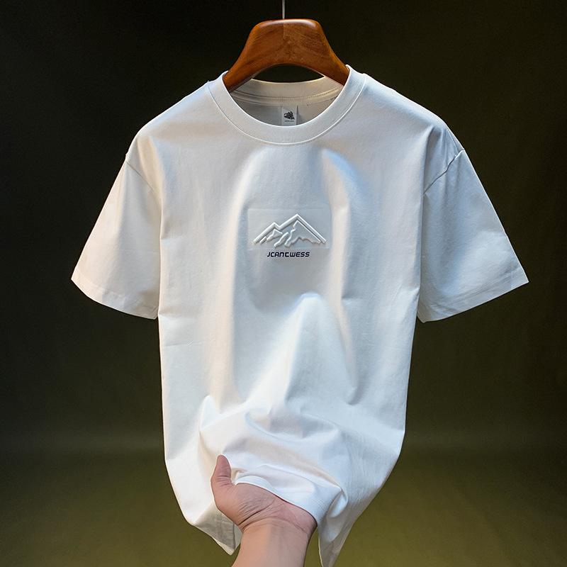 Tシャツ メンズ 半袖 コットン ゆったり トップス プリント 薄手 通気性 普段使い ルームウェア カットソー ホワイト ブラック系