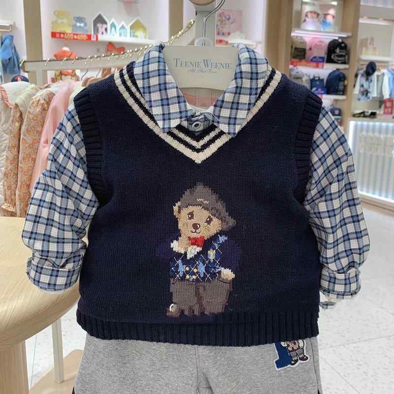 子供服 ニットベスト 秋冬 男の子 中小 детска градина ボーイズ コットン 60% 紺色 4,577円