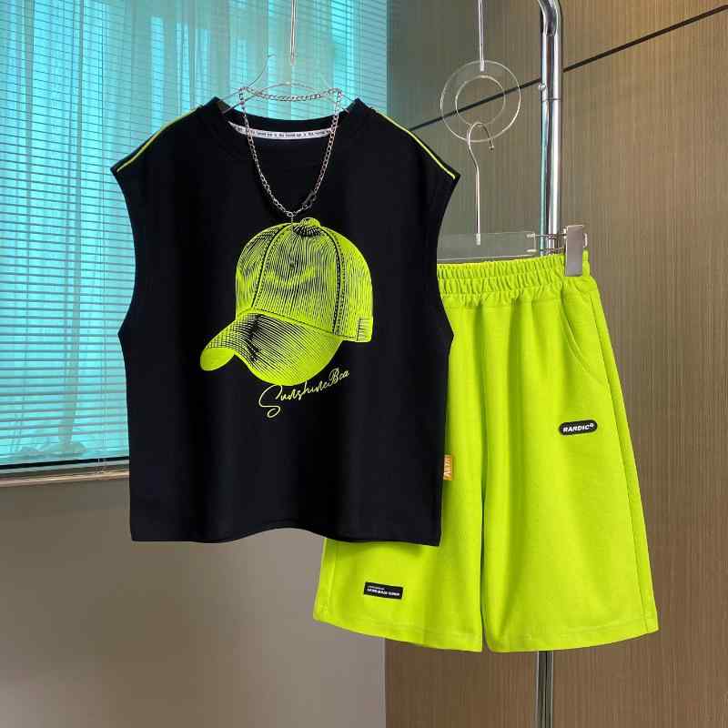 子供用タンクトップ セットアップ 男の子 夏服 カジュアル スポーツウェア 上下セット 120cm 130cm 140cm 150cm 160cm 170cm 綿混 薄手