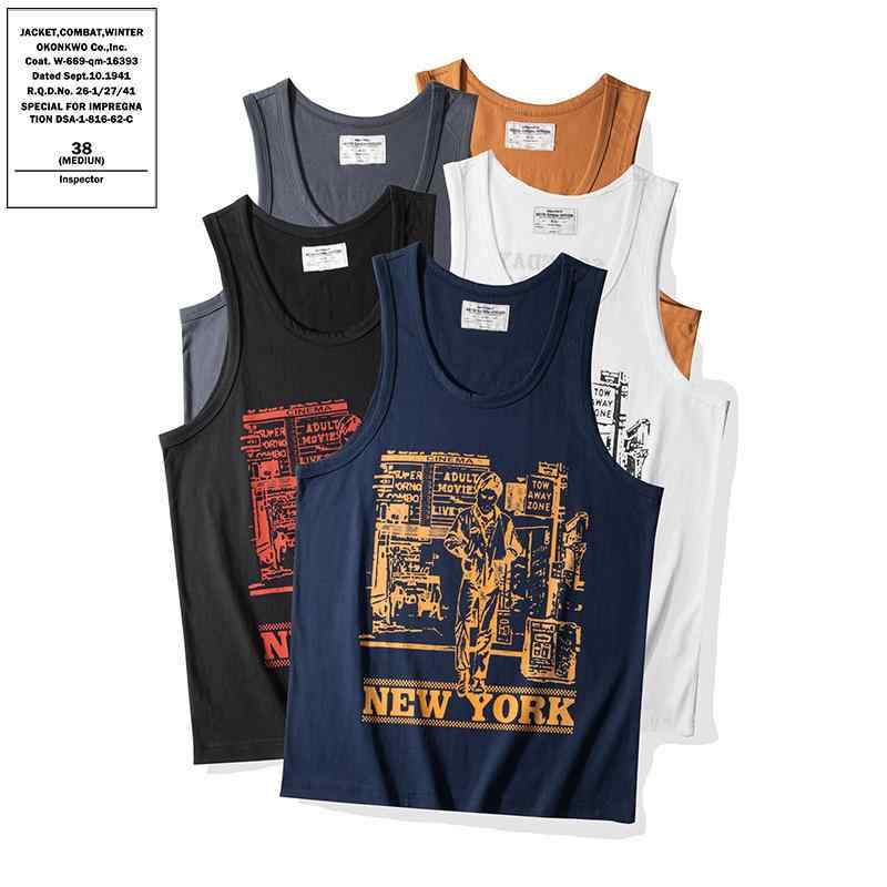タンクトップ メンズ ストリート系 プリント コットン Tシャツ ノースリーブ スポーツ インナー ブラック ホワイト カーキ ネイビー ダークグレー(x5) 7,304円