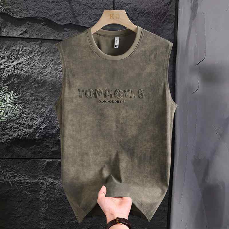 Tシャツ メンズ 男性用 ノースリーブ 絞り染め スポーツ タンクトップ トレーニングウェア トップス カットソー コットン混紡 薄手 リブ裾 普段使い 韓国