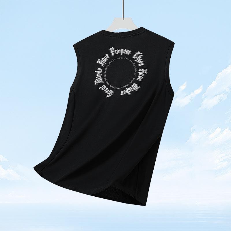 タンクトップ メンズ 男性用 コットン ノースリーブ Tシャツ ゆったり おしゃれ 普段使い リラックス 部屋着 米白 黒 杏色 グレー ブラウン