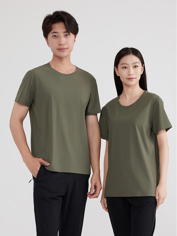 Tシャツ レディース メンズ 男女兼用 春夏 接触冷感 スポーツ トレーニング ランニング ウェア トップス 半袖 ラウンドネック 無地 ピンク系 グレー ブラック ブルー グリーン 伸縮性 通気性
