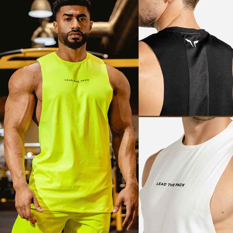 タンクトップ メンズ 男性用 スポーツウェア トレーニングウェア ノースリーブ Tシャツ ジム 筋トレ ランニング ウェア ポリエステル 吸湿速乾 通気性 ホワイト ブラック イエロー グリーン(x2)