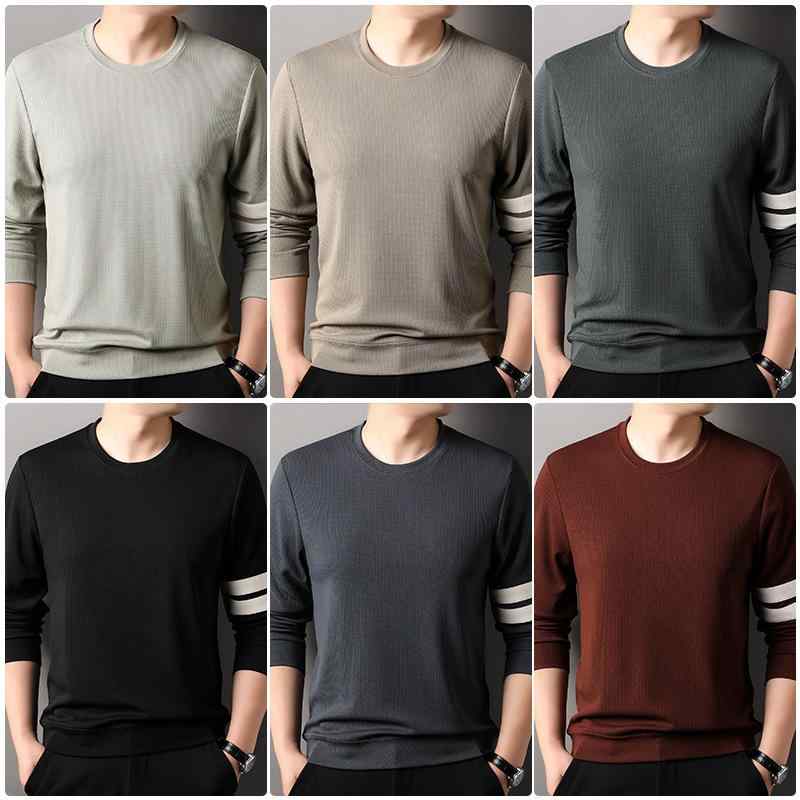 スウェット メンズ トレーナー 長袖 Tシャツ カットソー コットン 綿混紡 ゆったり 無地 春秋 ベージュ カーキ グリーン レッド グレー ブラック｜LINEAR shop