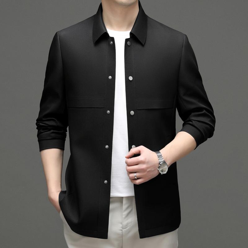 ジャケット メンズ 男性用 紳士服 スプリングコート ミドル丈 ポリエステル 翻襟 薄手 耐摩耗 紺色 ネイビー ブラック カーキ グレー