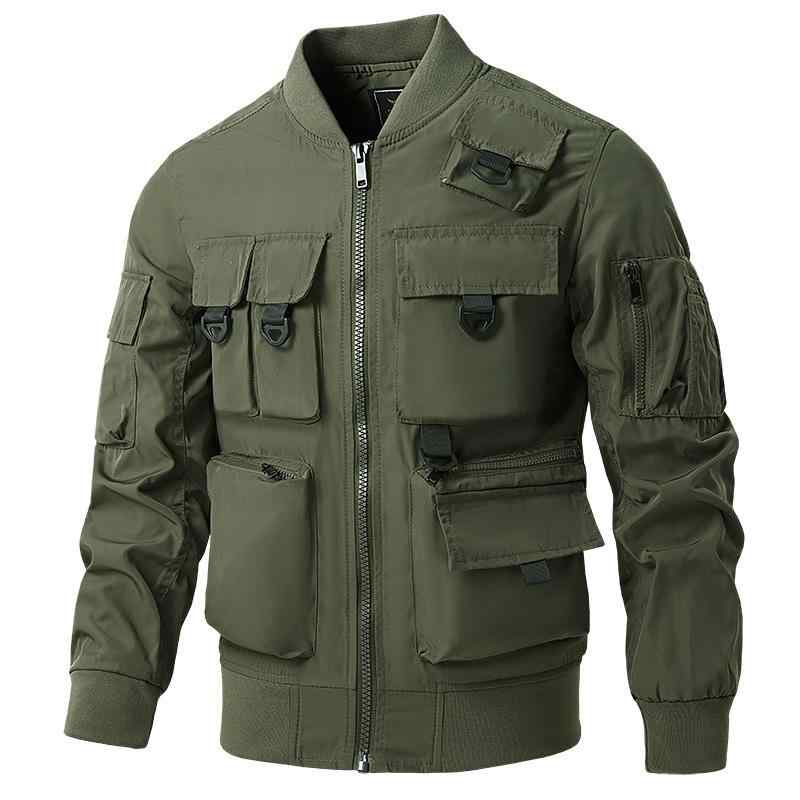 ジャケット 男性用 レトロ 野球服 ブルゾン 作業着 アウター トップス 多ポケット ゆったり ミリタリー カーキ ブラック(x2)｜LINEAR shop 9,432円