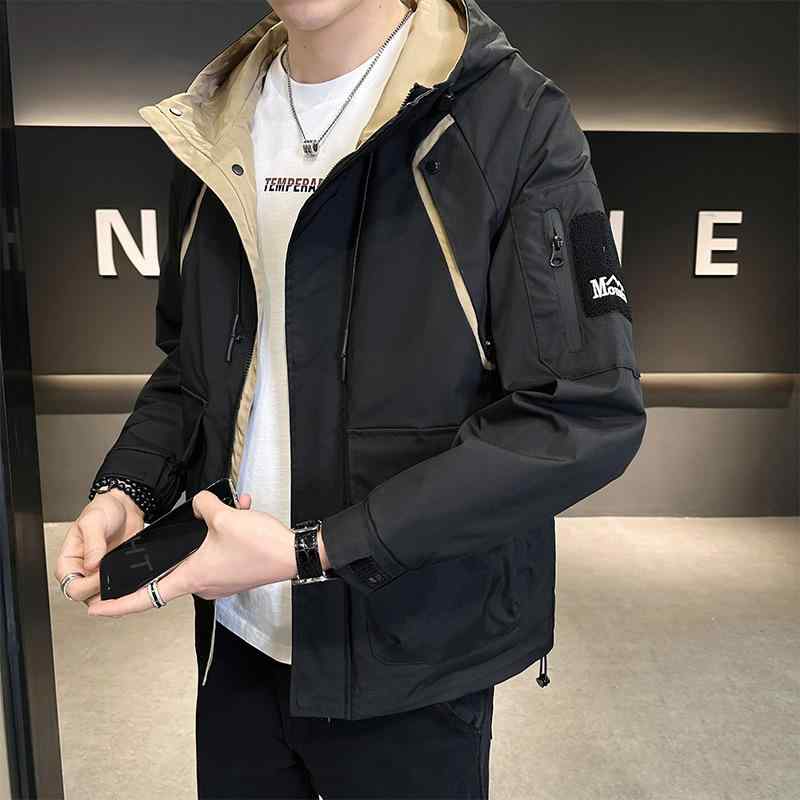 上衣 成人男性用 年月 撥水 防風 ボンネット付き添い人 前掛け 上衣 気が大きい大きさ カーキ 黒いこと 赤いこと