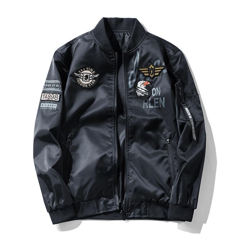 ジャケット メンズ 男性用 フライトジャケット スタンドカラー ブルゾン ジャンパー MA-1 ミリタリー リバーシブル 大きいサイズ 普段使い 春秋 耐摩耗性 ポリエステル 黒 ブラック カーキ ネイビー