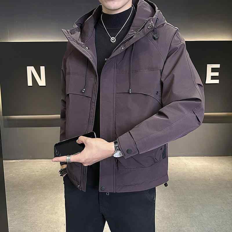 ジャケット メンズ コットン アウター 秋冬 男性用 カジュアル ブルゾン ジャンパー 長袖 無地 ブラック パープル カーキ M L XL 2XL 3XL 4XL
