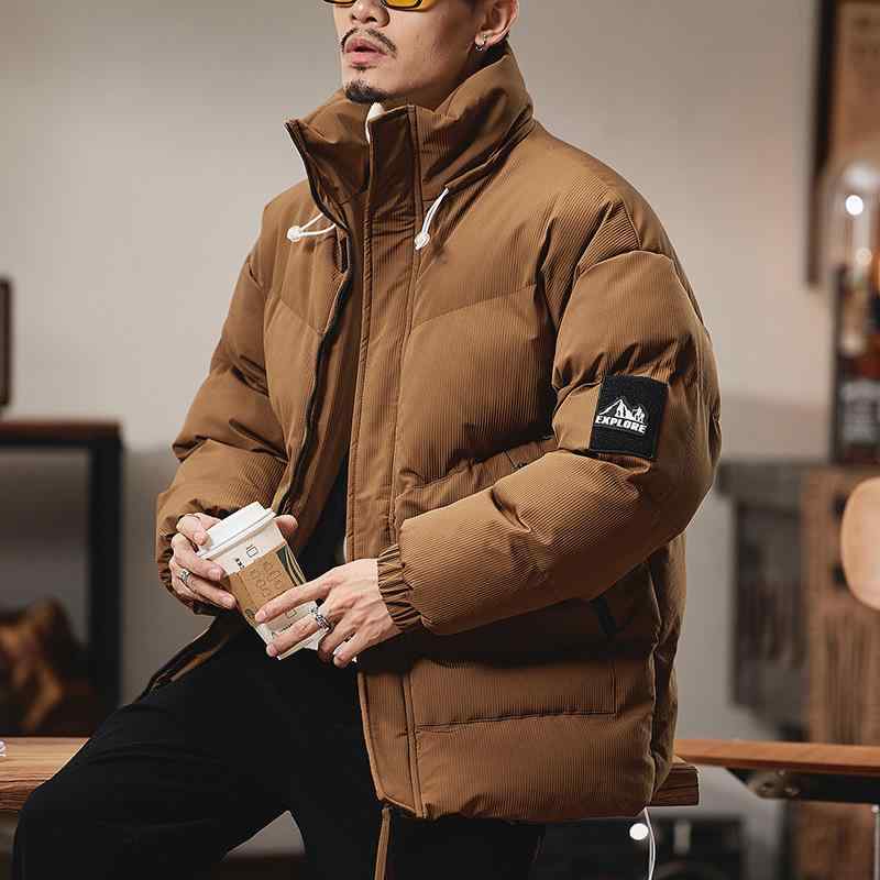 綿ジャケット 男性用 秋冬 立襟 コットン アウター 加厚 美品 ヴィンテージ風 ブルゾン ジャンパー 普段使い ブラウン ブラック ホワイト