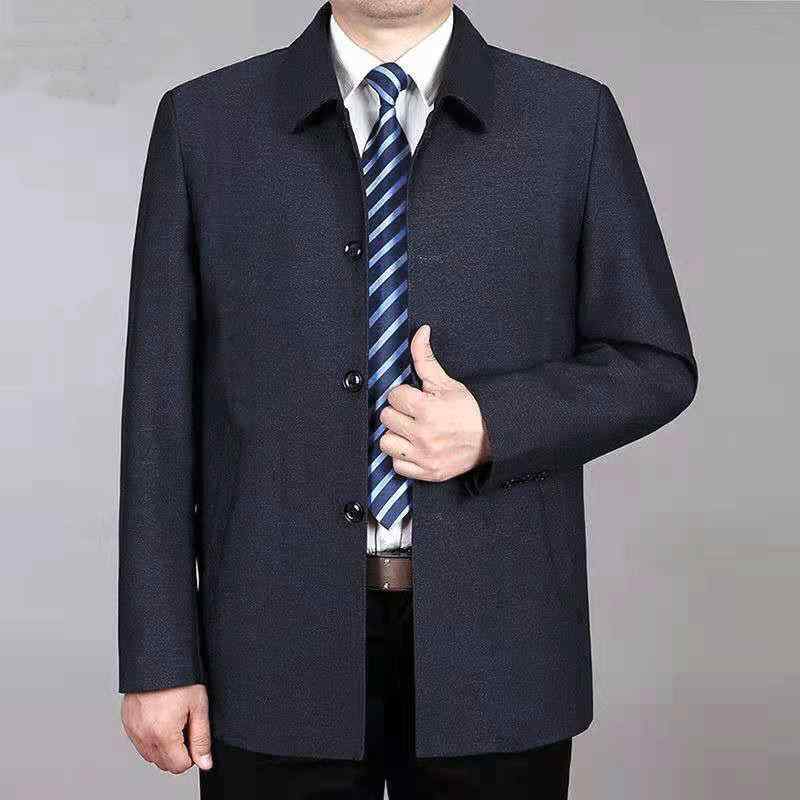 ジャケット メンズ 男性用 ブルゾン シニア 紳士服 春秋 綿混紡 襟付き 無地 ポケット 175 180 185 190 195 ゆったりサイズ リラックス(x2)
