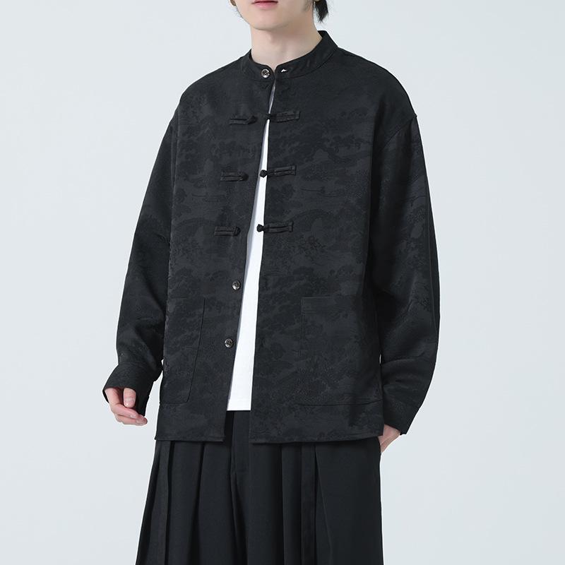 ジャケット メンズ 男性用 チャイナ風 シャツ 秋冬物 レトロ 唐装 新チャイナ風 カジュアル 長袖 トップス ゆったりサイズ 赤 緑 黒 5,694円
