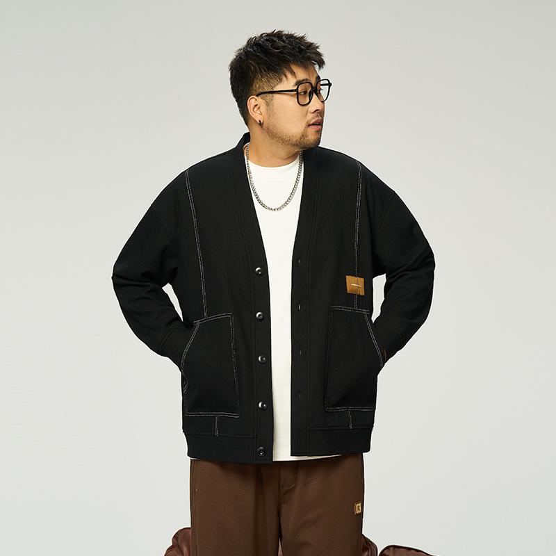 ジャケット 男性用 ブルゾン ジャンパー 大きいサイズ ゆったり 普段使い 長袖 ポリエステル 耐摩耗性 ブラック 黒(x5)