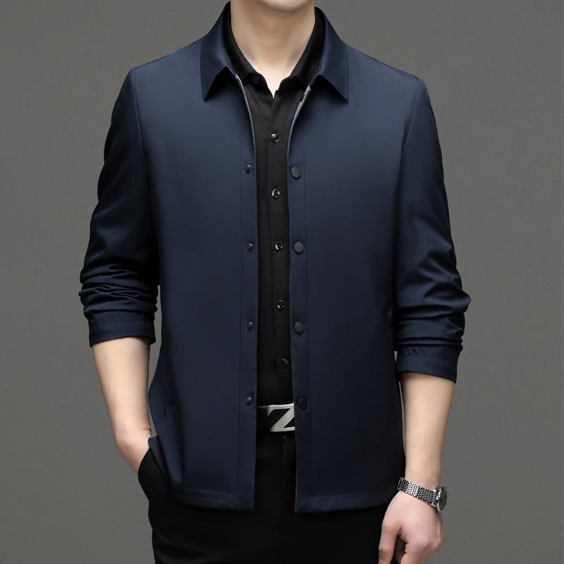 ジャケット メンズ 男性用 ブルゾン ジャンパー 春秋 防水 防風 撥水 紳士服 アウター トップス 襟付き 無地 ネイビー ブルーグレー M L XL 2L 3L 4L(x2)