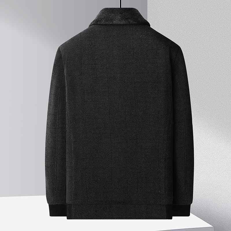 ジャケット 男性用 裏起毛 暖かい 防寒 紳士服 シニア アウター 襟付き ポリエステル ブラック コーヒー色