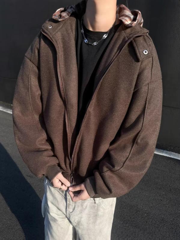 ジャケット メンズ 男性用 取り外し可能フード付き 中綿 防寒着 カジュアル アウター 冬物 グレー コーヒー色(x2)