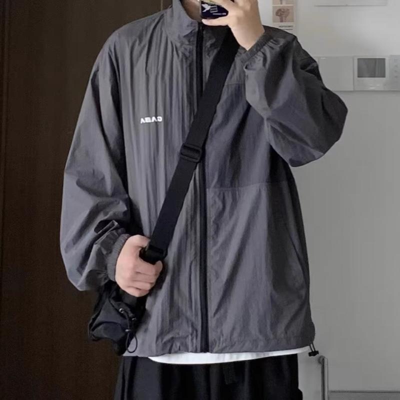 ジャケット 男性用 薄手 接触冷感 UVカット 紫外線対策 釣り 接触冷感 アウター ライトアウター グレー 白
