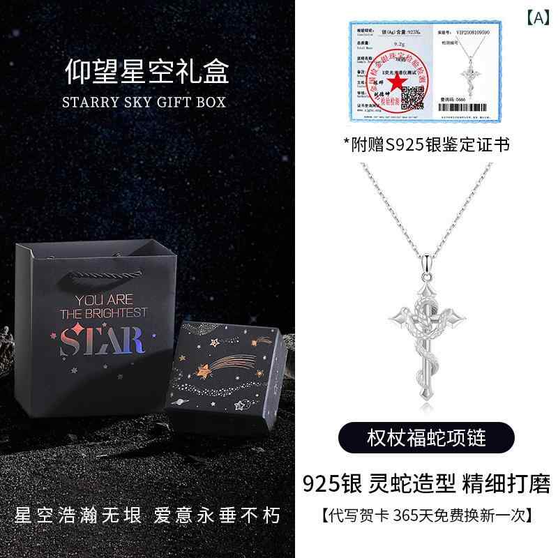 男性用 スターリングシルバー 笏 蛇 ネックレス 干支 ペンダント 2025年 セーター チェーン 誕生日 プレゼント.オシャレ