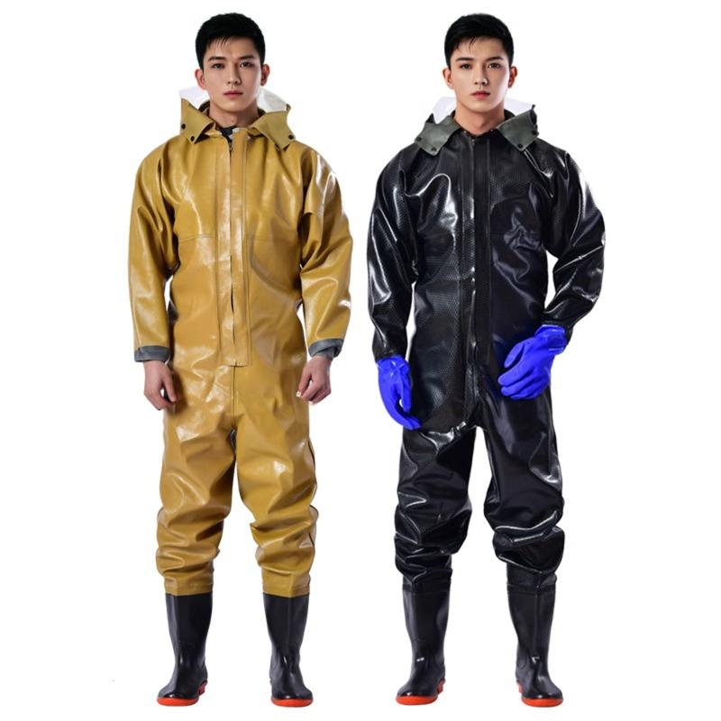 釣り ウェア 男性用 防水 一体型 釣り用 ウェーダー 厚手 ラバーソール 滑り止め 水中 作業服 漁業 海 川 湖 潜水 漁 hunting 狩猟 農業 田植え 除雪