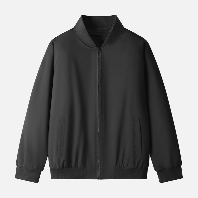 ジャケット メンズ 男性用 春秋 韓国 カジュアル 野球服 トップス 長袖 黒 白 グレー 緑 ポリエステル 無地