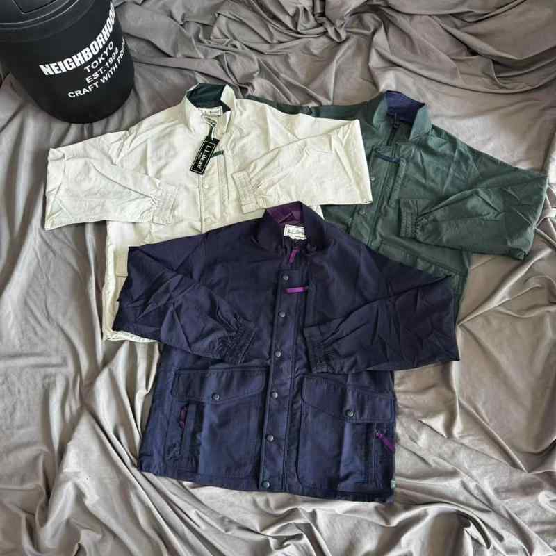上衣 成人男性用 LLBEAN風 ナイロン 雨合羽 立襟 アウター 年月 普段使い走り 20代 30代 ミリタリーテイスト