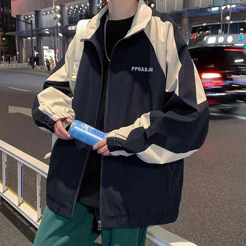 ジャケット メンズ 春秋 撥水 防風 ブルゾン ゆったり 無地 ジャンパー アウター 10代 20代 ブラック系 ブルー 4,464円