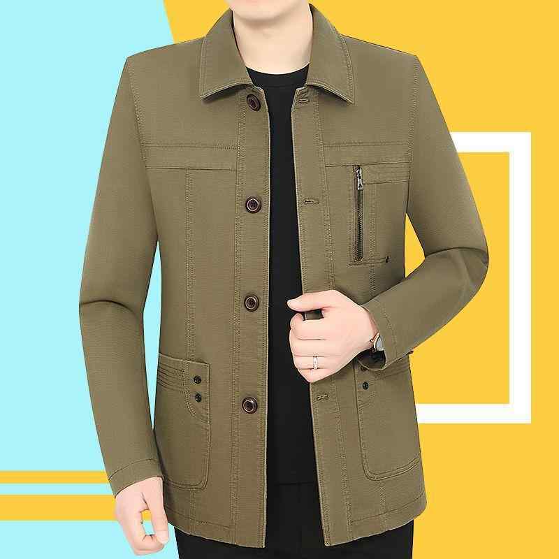 ジャケット 男性用 紳士服 ミドルエイジ 翻襟 アウター ゆったり リラックス 春秋 カーキ ベージュ