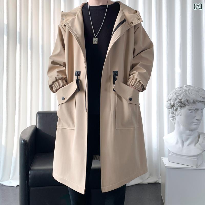 メンズ ウインドブレーカー ジャケット ミドル丈 秋冬 厚手 コート ロング 紳士 服.カラフルカラーオシャレシンプルスタイル｜LINEAR shop