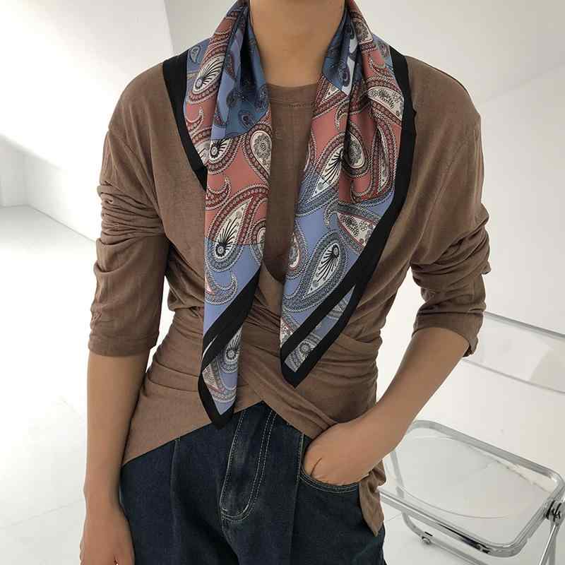 バンダナ柄スカーフ 正方形 レディース メンズ 男女兼用 ペイズリー柄 絹 イエロー ブルー キャメル 65cm 春夏秋冬 レトロ柄 スカーフ(x2)