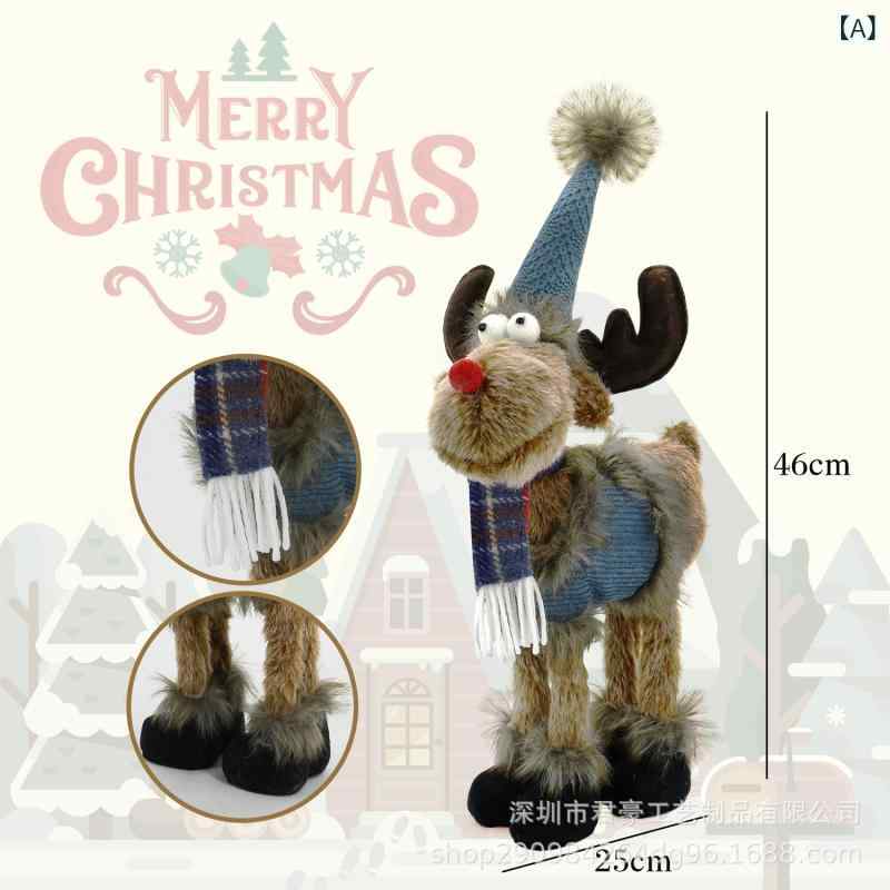 クロスボーダー 起爆 クリスマス ヘラジカ 装飾 クリスマス マフラー トナカイ 人形 麻布 立ち 姿 立体 人形 置物(x2)