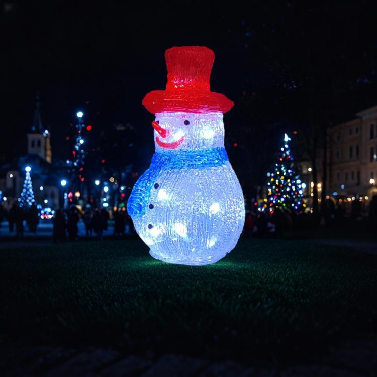 クリスマス 飾り アクリル製 発光 スノーマン 雪だるま 置物 オブジェ レッド ブルー クリスマス 結婚式 パーティー イベント デコレーション(x10)