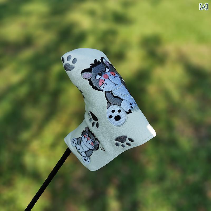 ゴルフ 猫 クラブ セット ヘッド カバー 木製 パターカバー アイアンカバー ドライバー チキンレッグ.カラフルカラーオシャレ