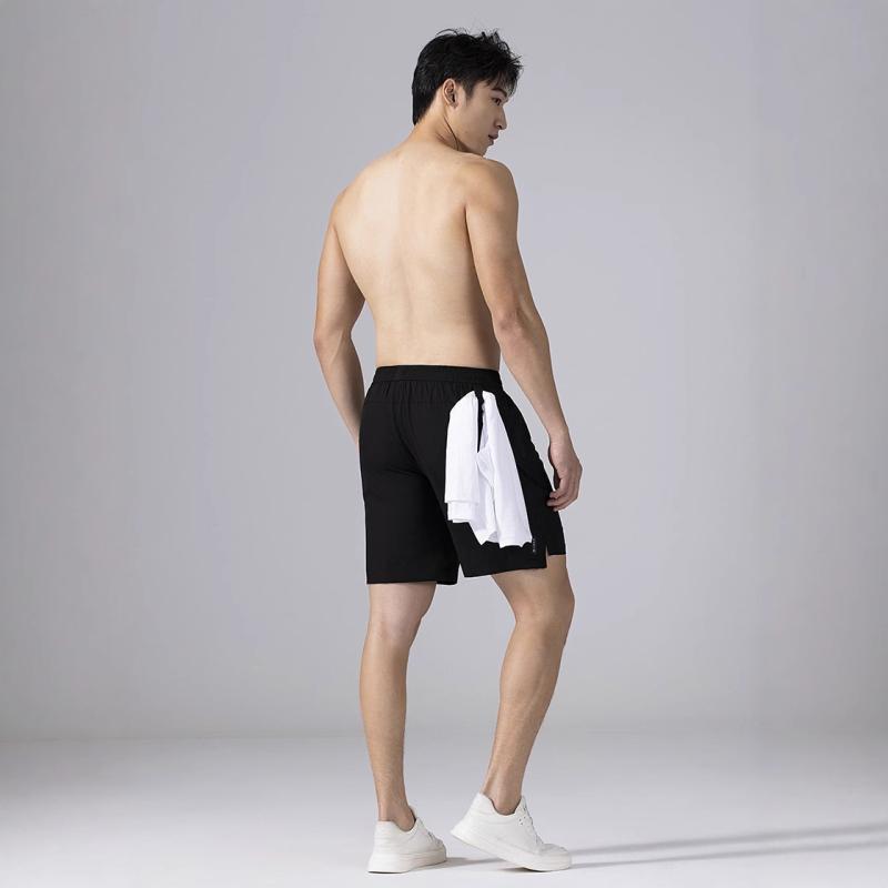 ショートパンツ 男性用 ハーフパンツ スポーツ トレーニング ランニング ウェア 膝上 短パン ポリエステル 接触冷感 吸湿速乾 伸縮性 ブラック グレー ネイビー(x2)